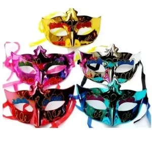 Antifaz plastico carnaval o mariposa (12 pzs.)